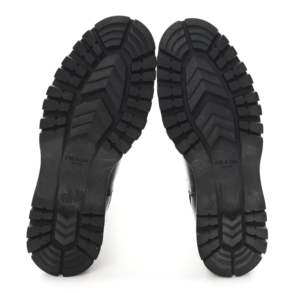 CALFSKIN DOUBLE BUCKLE COMBAT BOOTS BLACK