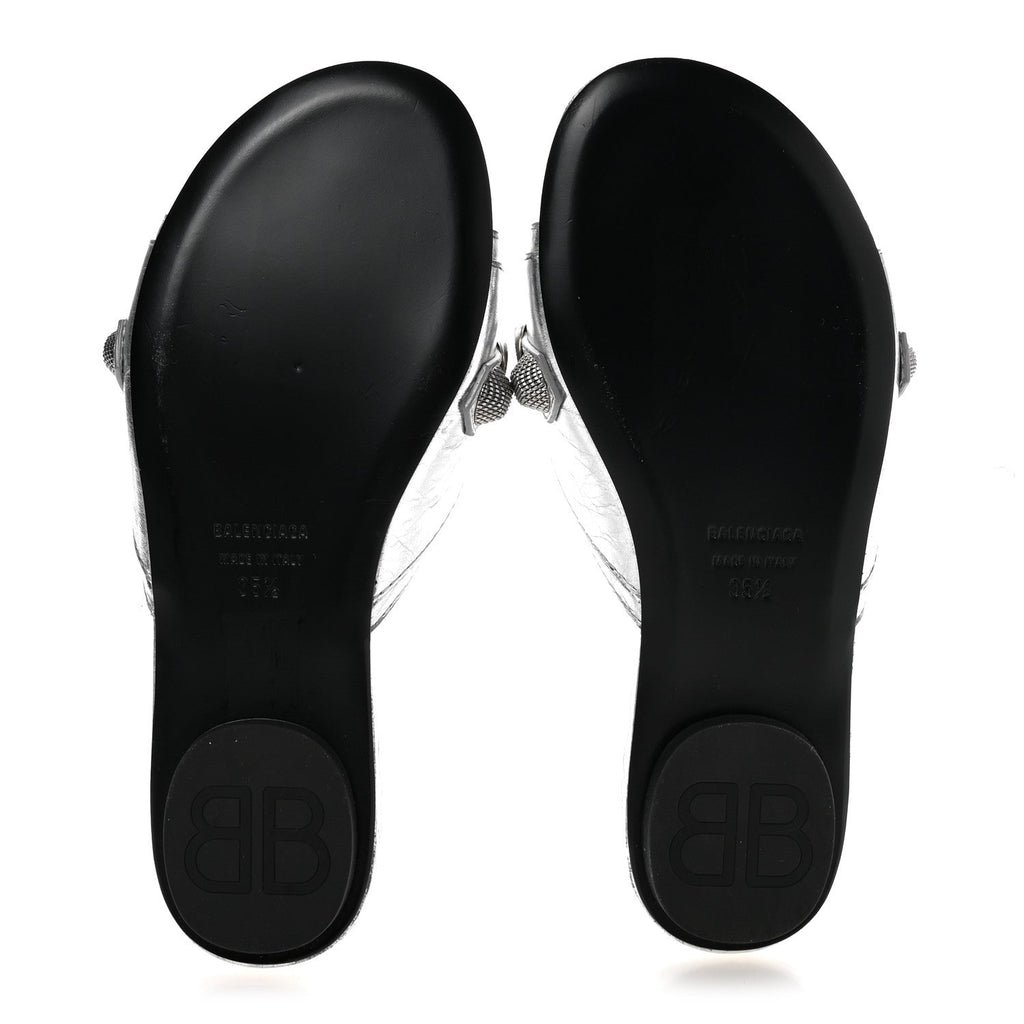 METALLIC ARENA CAGOLE FLAT SLIDE SANDALS SILVER