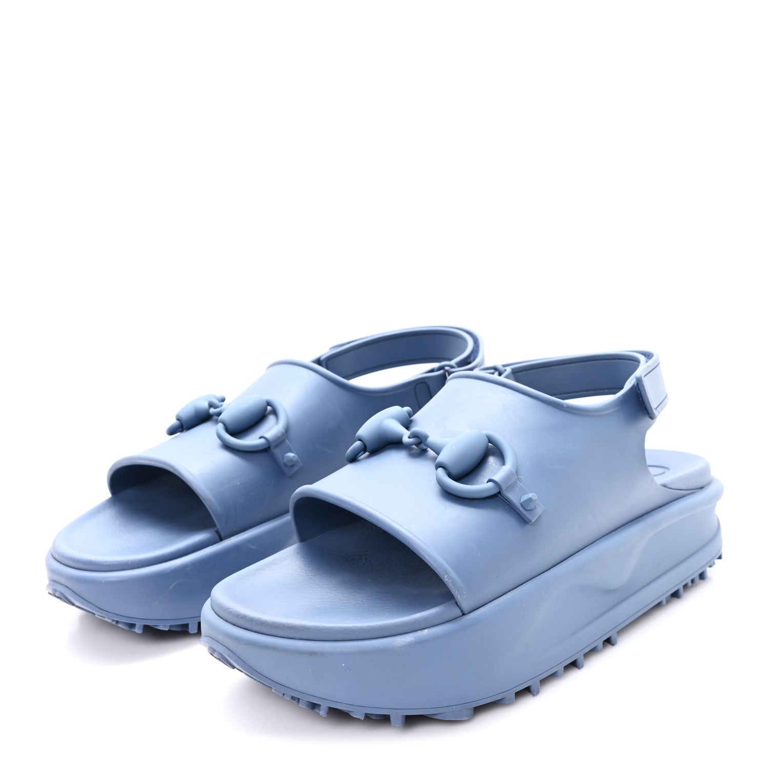 SOFT RUBBER HORSEBIT TOUCH MENS STRAPPED SANDALS WASHED INDIGO
