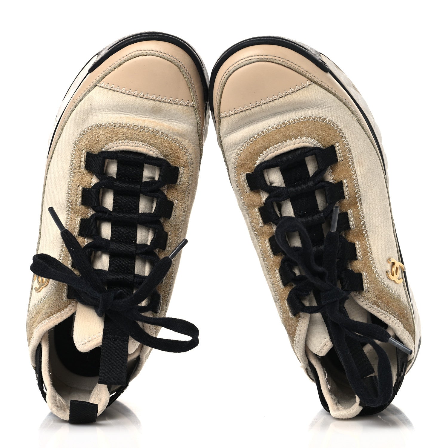 VELVET CALFSKIN MIXED FIBERS CC SNEAKERS BEIGE