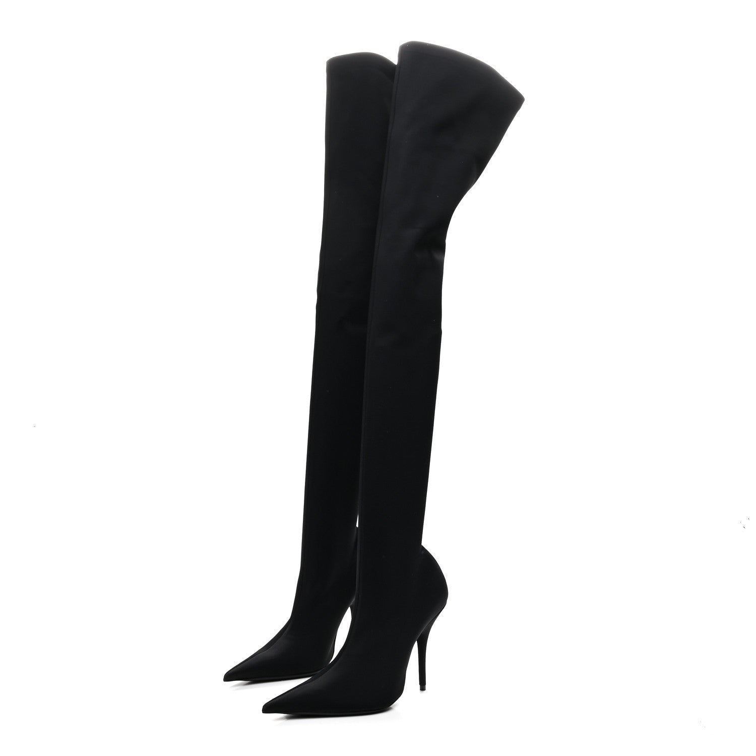 SPANDEX POINTED TOE KNIFE 110MM THIGH HIGH BOOTS BLACK