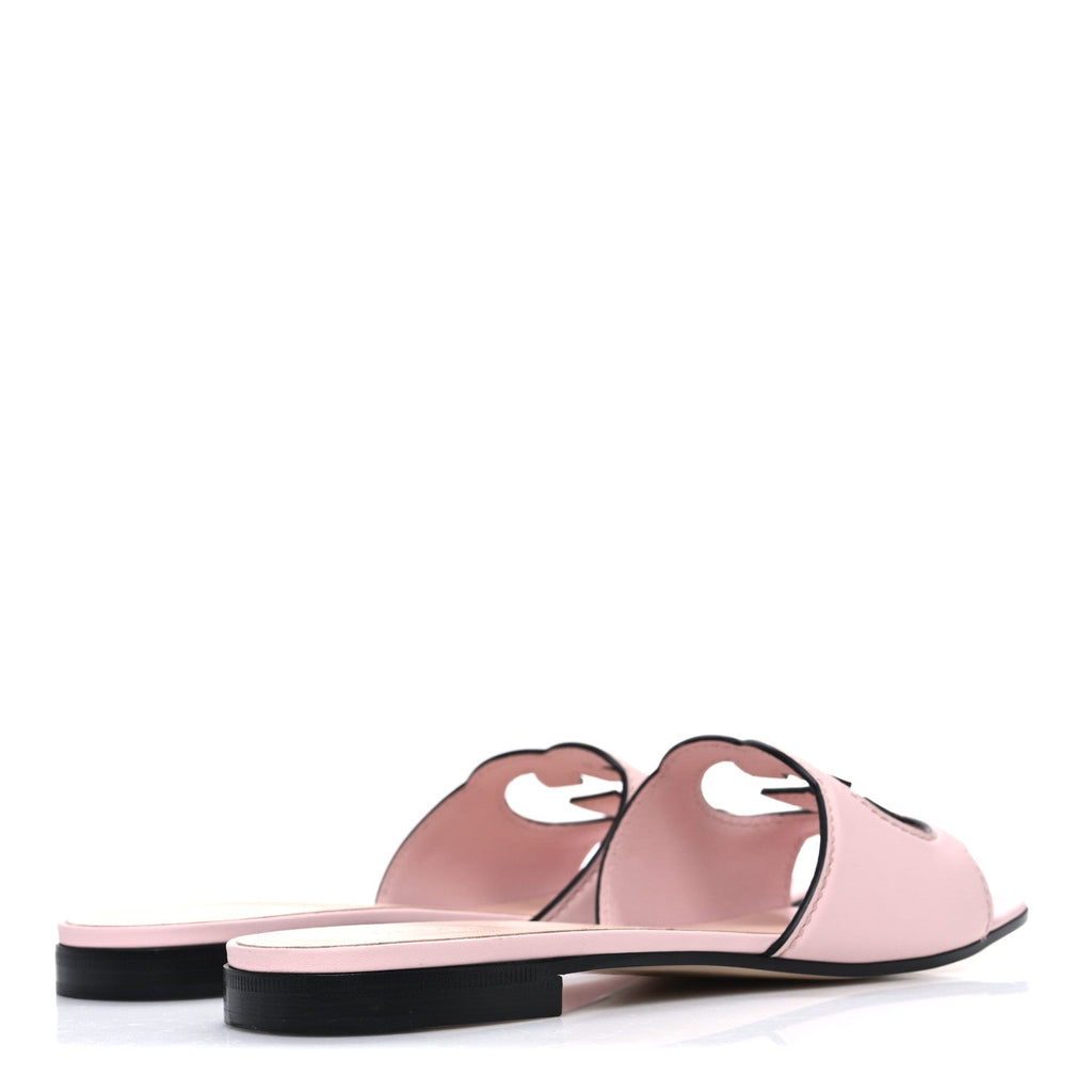 COSMOS SOFTY CALFSKIN INTERLOCKING G CUT OUT SLIDE SANDALS PASTEL PINK