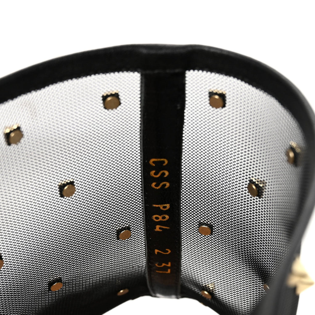CALFSKIN MESH ROCKSTUD MULE BLACK