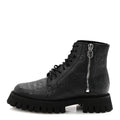 CALFSKIN EMBOSSED MONOGRAM MENS LACE UP ANKLE BOOTS BLACK
