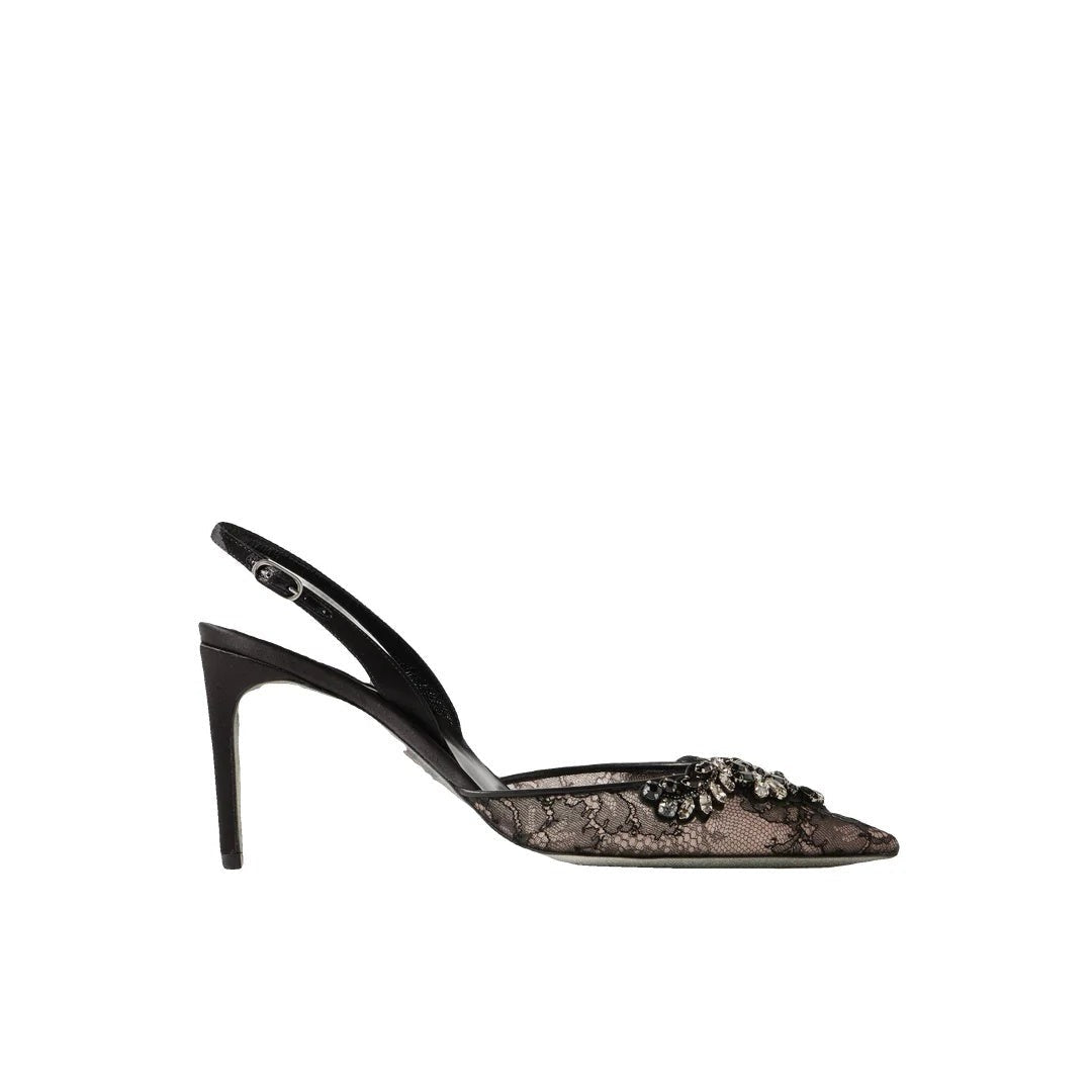 René Caovilla Jinny Crystal-Embellished Slingback Pump - Black