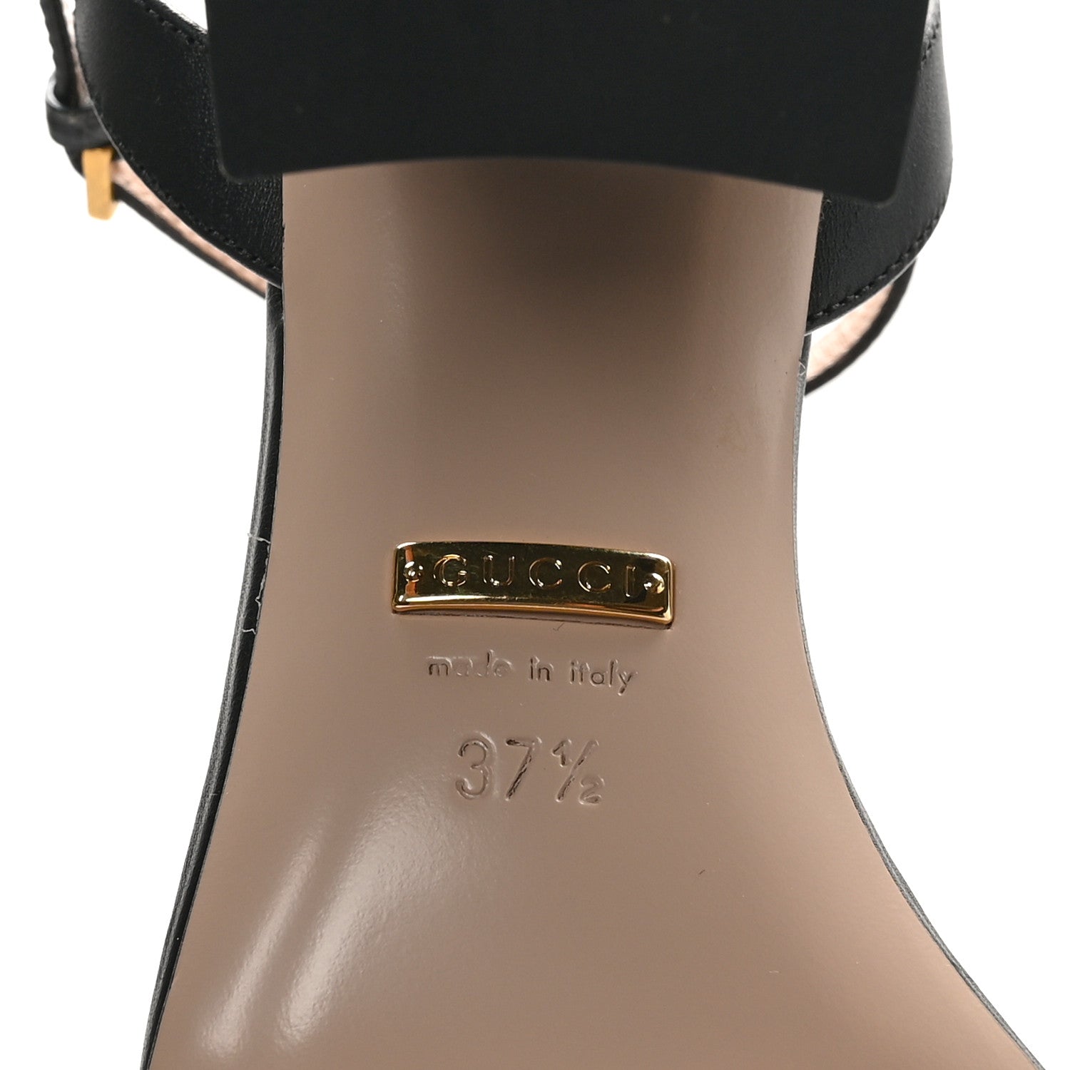 LIFFORD CALFSKIN GG MARMONT ANKLE WRAP 75MM SANDALS BLACK