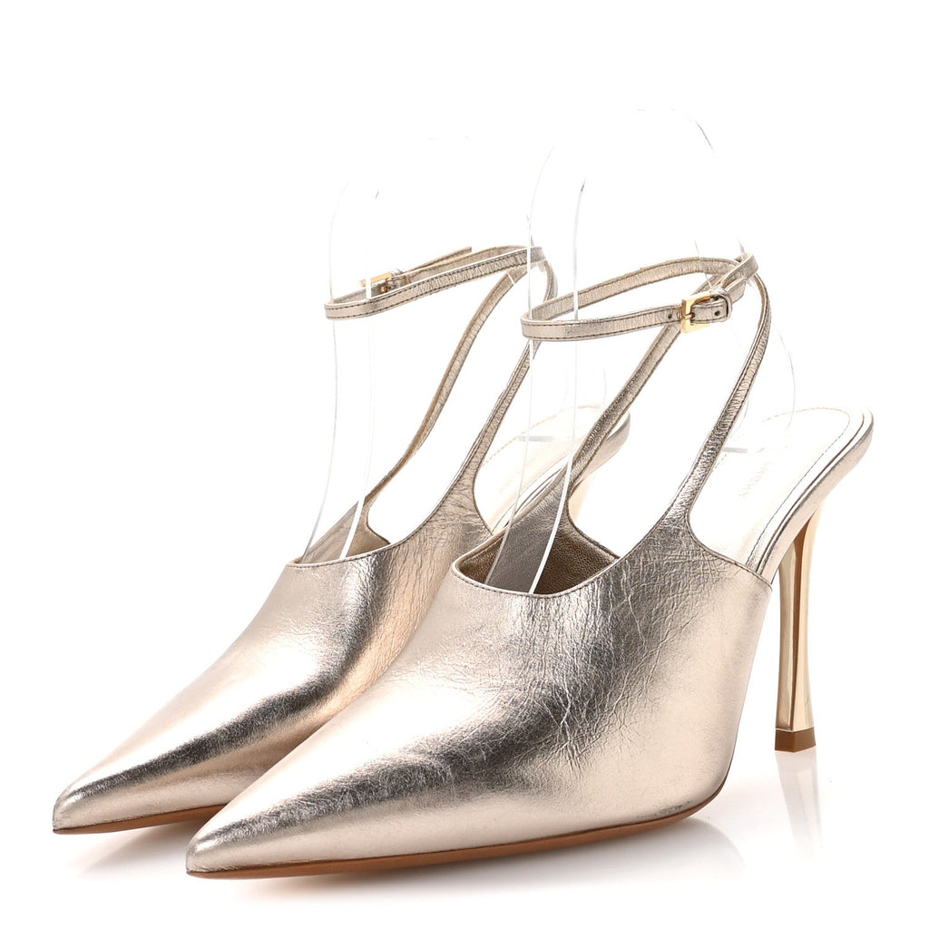 LAMINATED SHEEPSKIN SHOW SLINGBACK PUMPS DUSTY GOLD