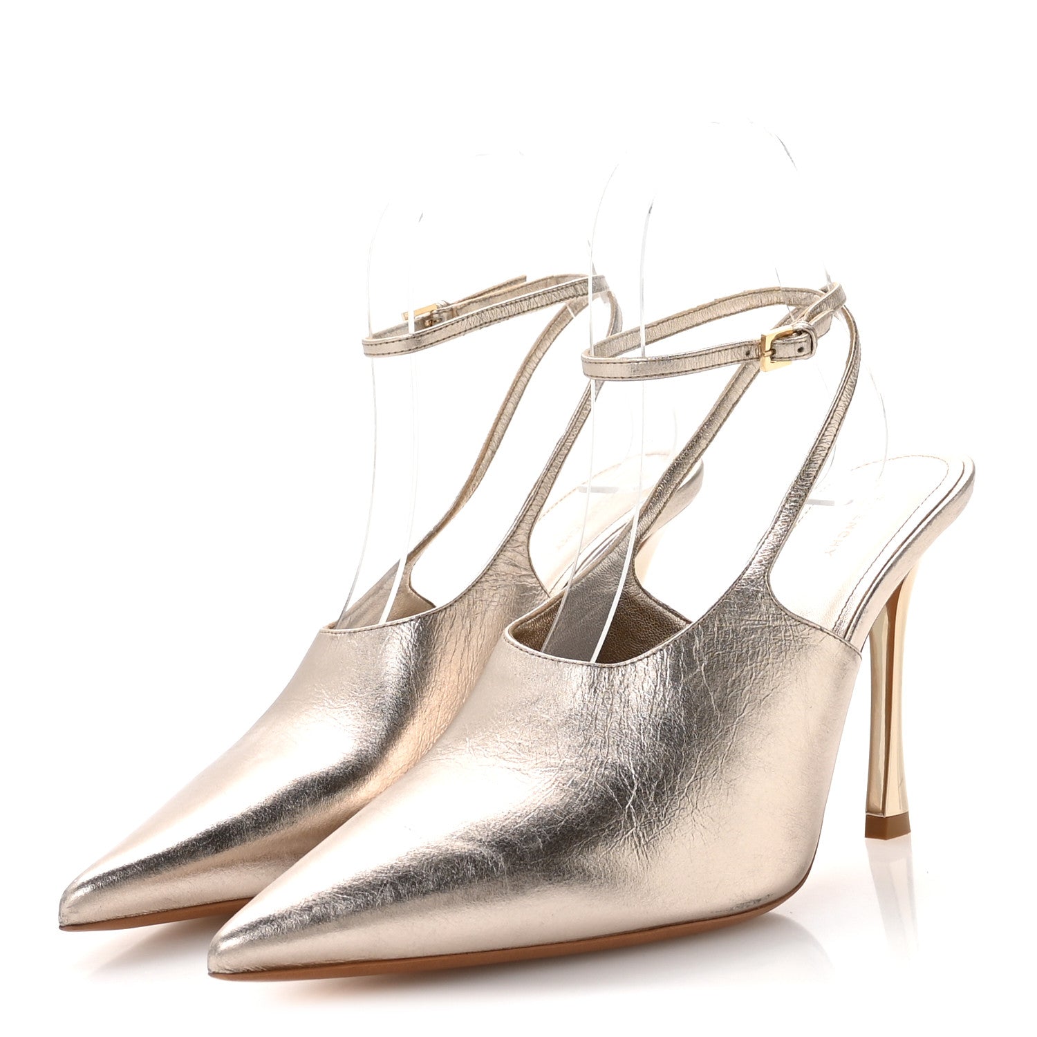 LAMINATED SHEEPSKIN SHOW SLINGBACK PUMPS DUSTY GOLD