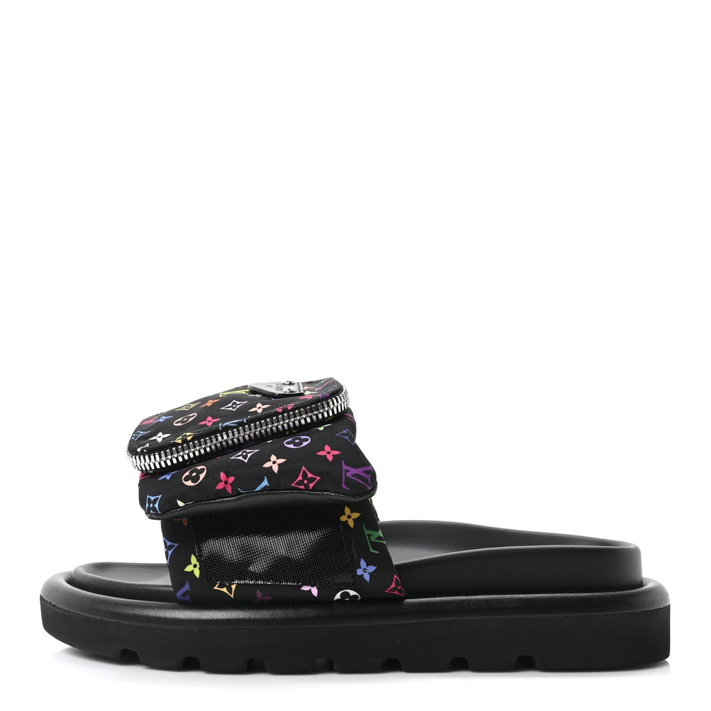 LV X TM MONOGRAM MULTICOLOR POOL PILLOW FLAT COMFORT MULE BLACK