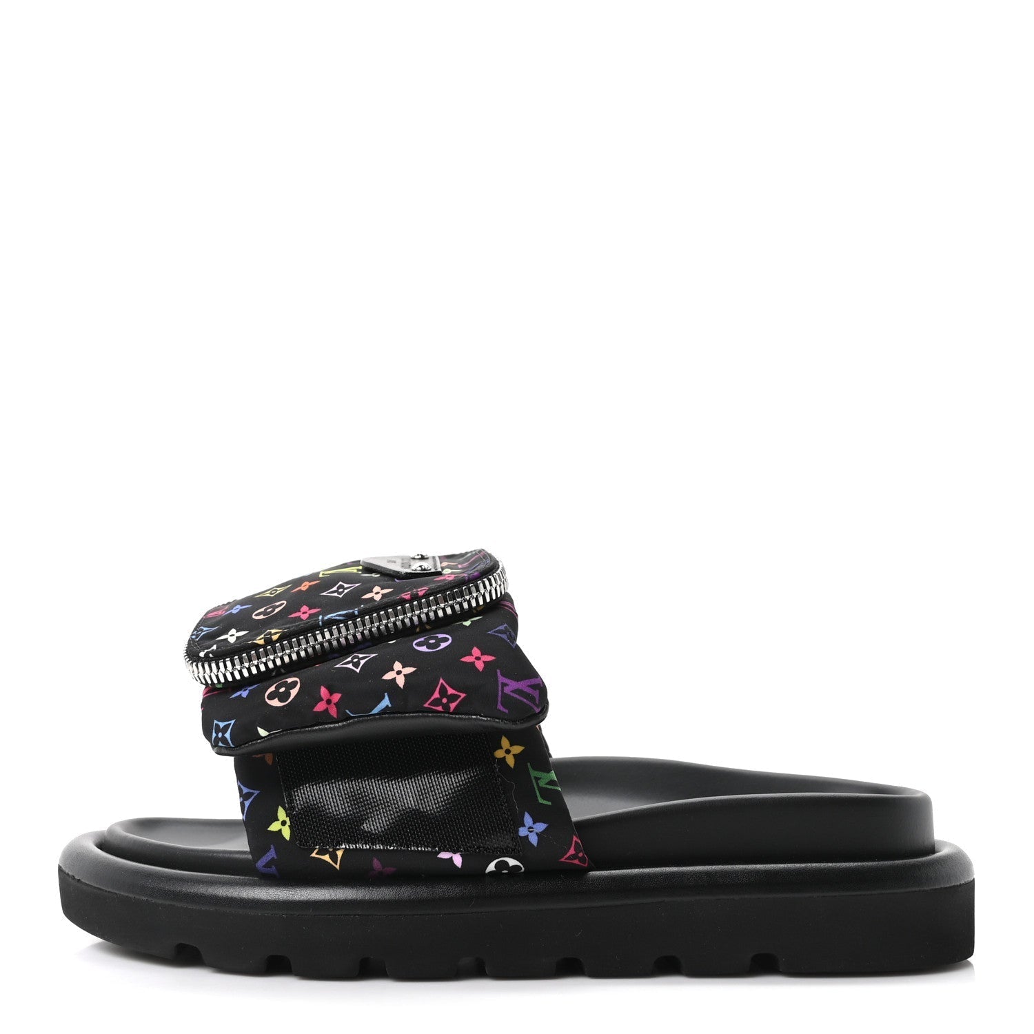 LV X TM MONOGRAM MULTICOLOR POOL PILLOW FLAT COMFORT MULE BLACK