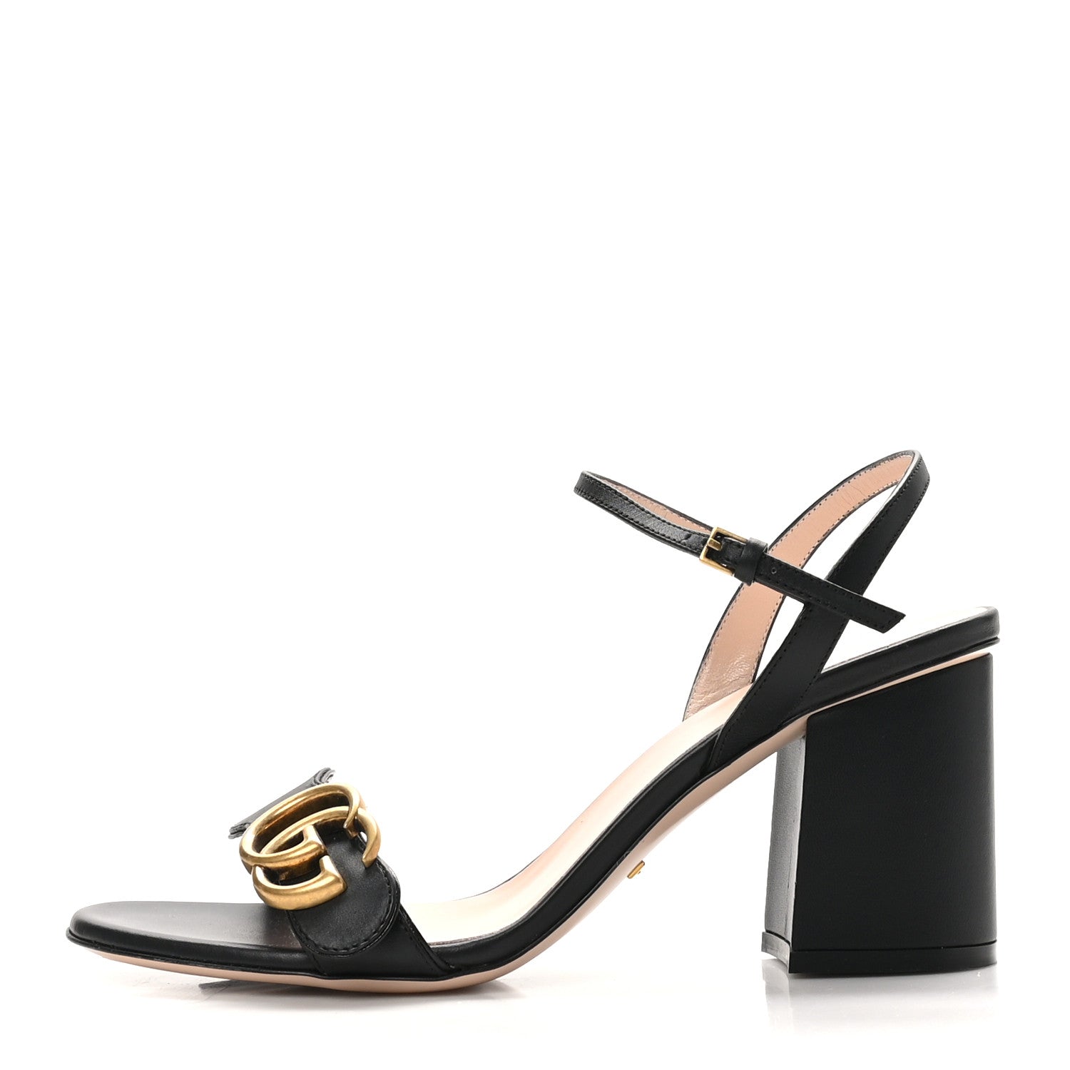 LIFFORD CALFSKIN GG MARMONT ANKLE WRAP 75MM SANDALS BLACK