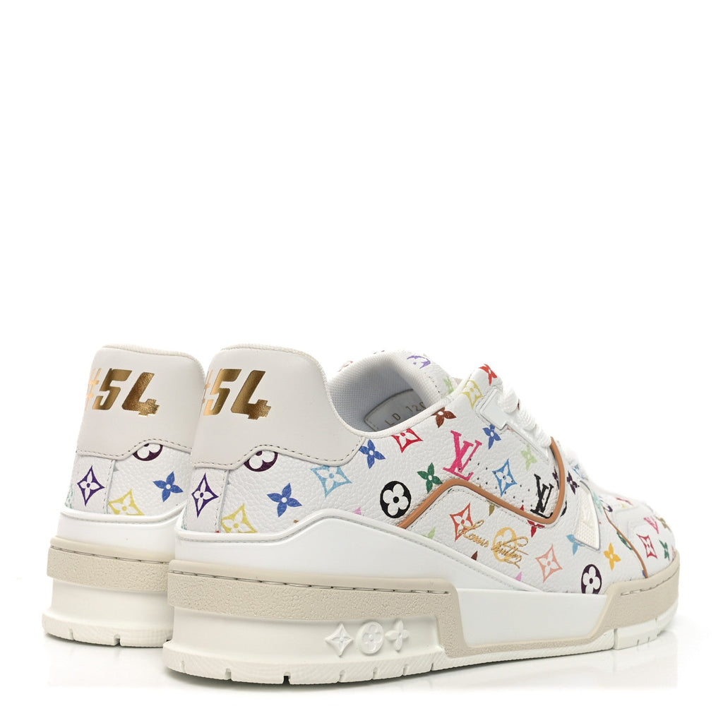 LV X TM CALFSKIN MONOGRAM MULTICOLOR WOMENS LV TRAINER SNEAKERS WHITE MULTICOLOR