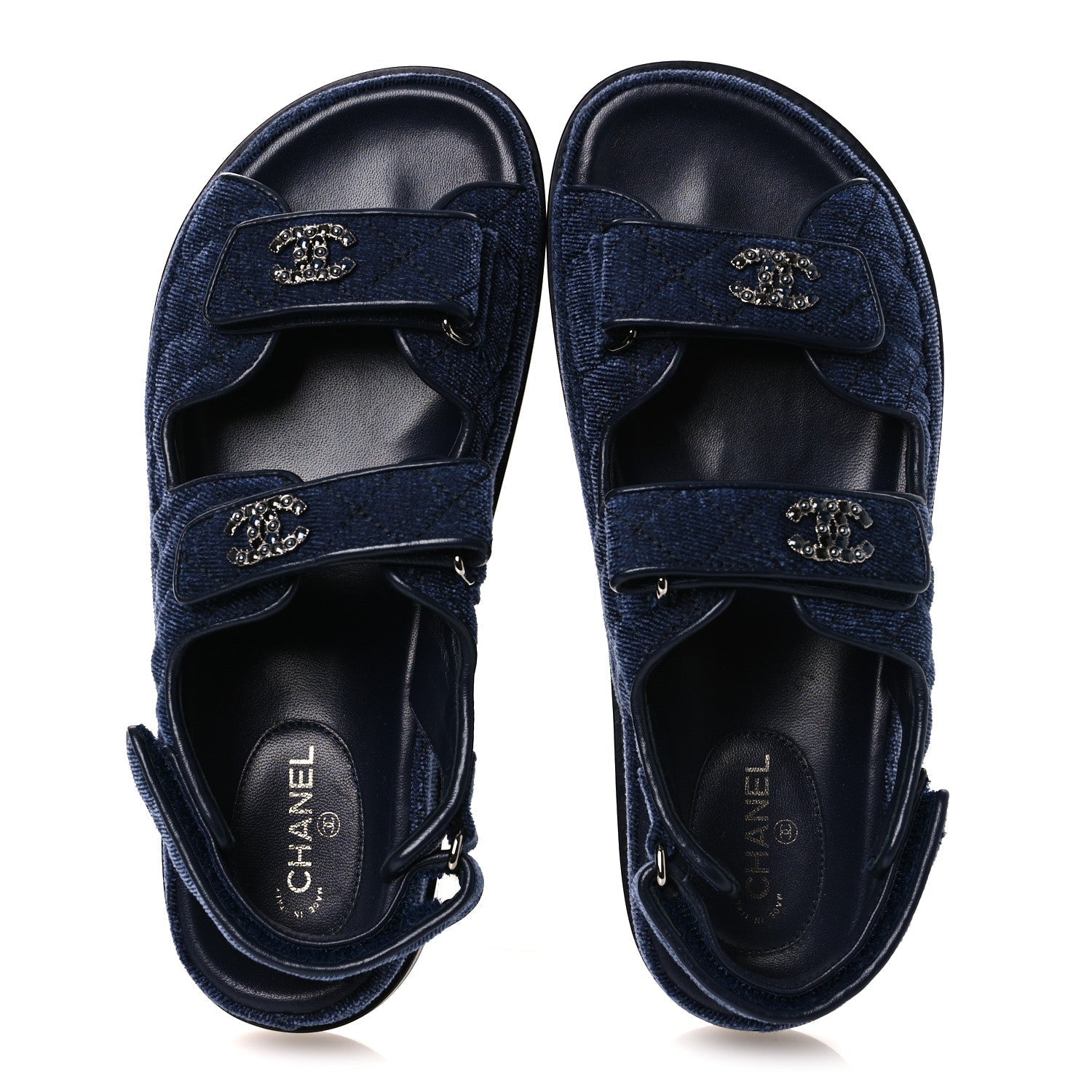 VELVET VELCRO DAD SANDALS BLUE