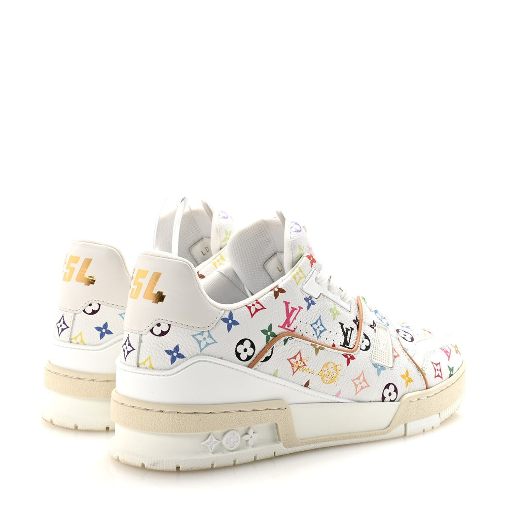 LV X TM CALFSKIN MONOGRAM MULTICOLOR WOMENS LV TRAINER SNEAKERS WHITE