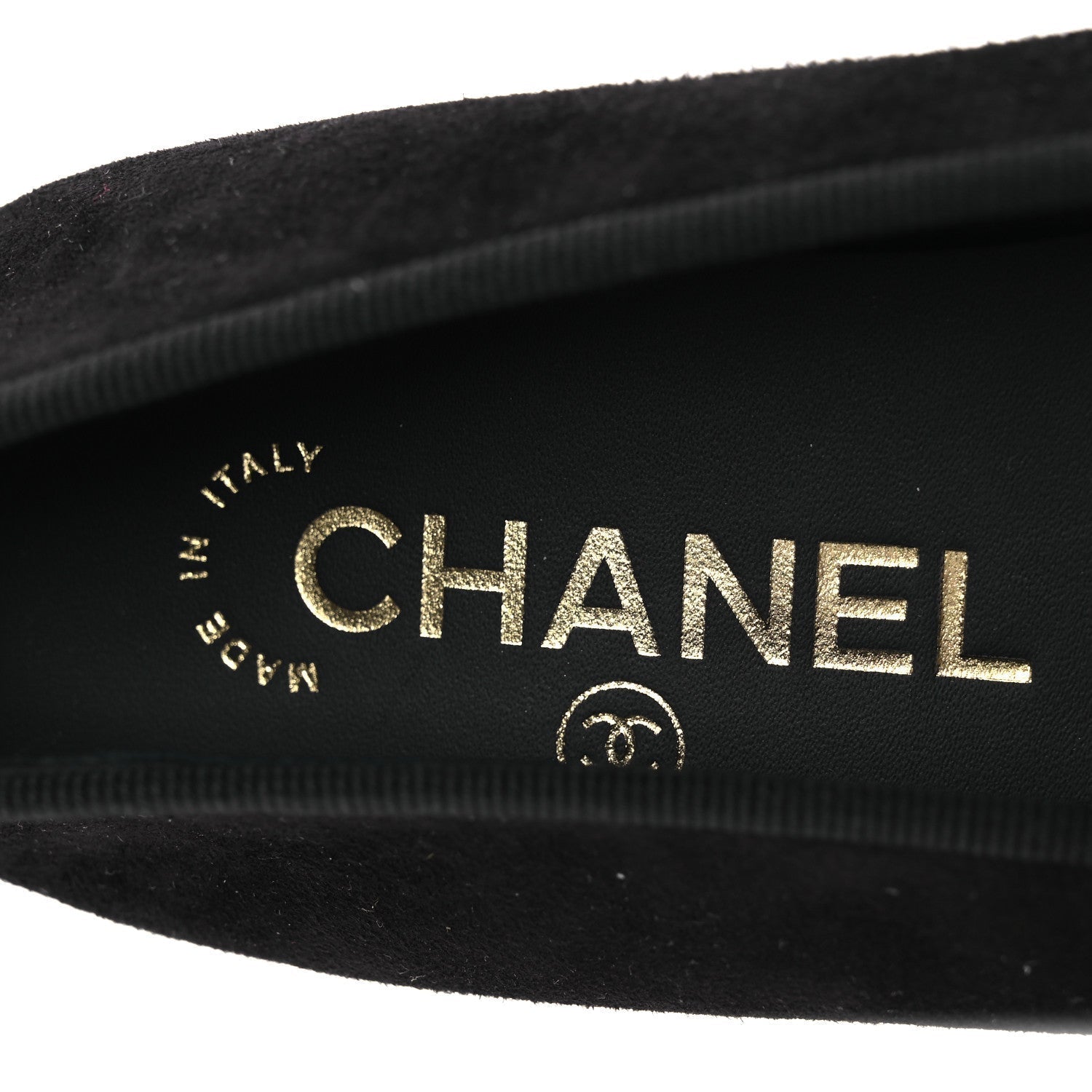 SUEDE CRACKLED LAMINATED CALFSKIN CAP TOE BALLERINA FLATS BLACK GOLD