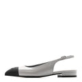 GOATSKIN GROSGRAIN POINTED TOE CC SLINGBACK FLATS GRAY BLACK