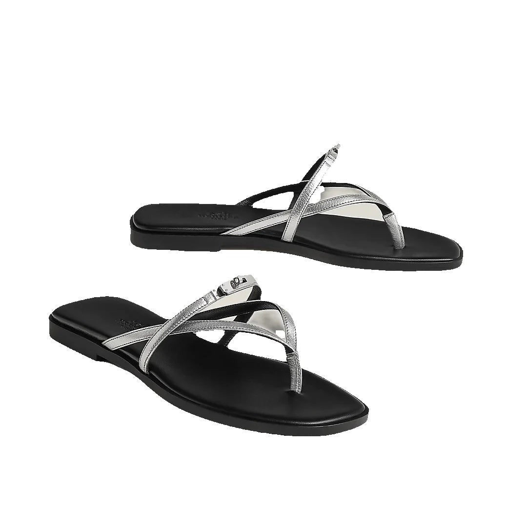 Hermès Miss Sandal - Silver/Black