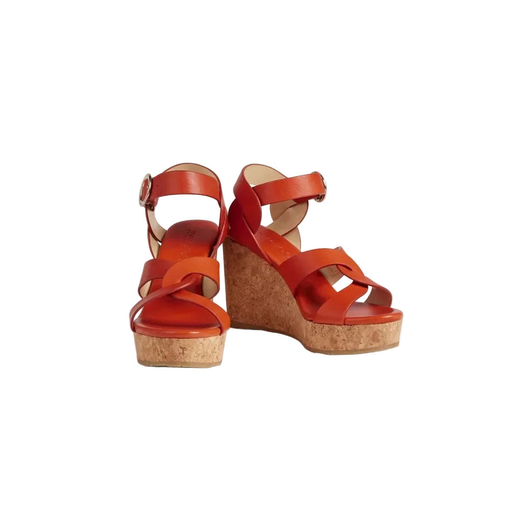 Jimmy Choo Jori 100 Wedge Sandals - Orange