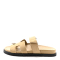 SUEDE GOATSKIN WOMENS CHYPRE SANDALS BEIGE SABLE