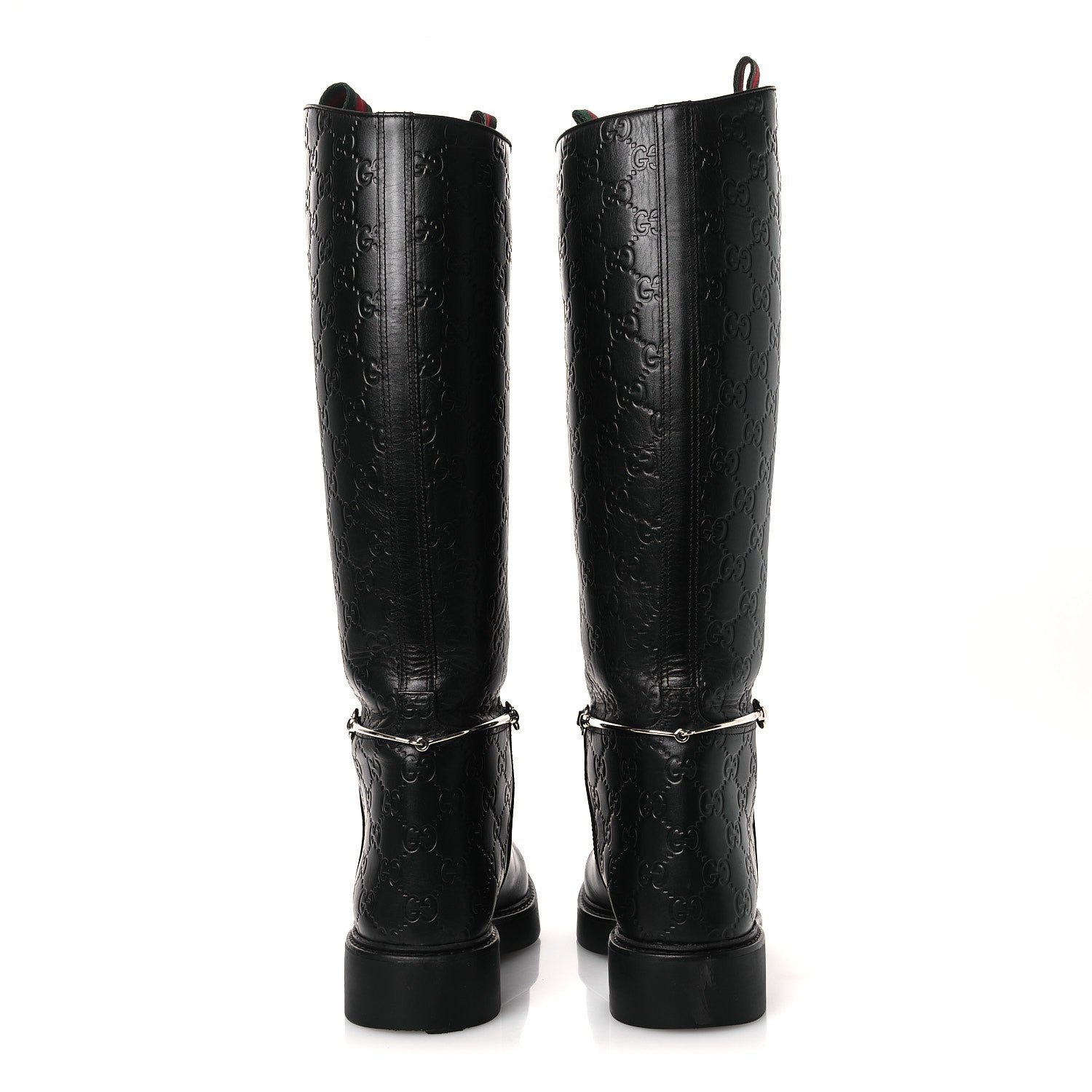 GUCCISSIMA REAL BETIS GLAMOUR CALFSKIN MICHELANGELO SLIM HORSEBIT RIDING BOOTS BLACK