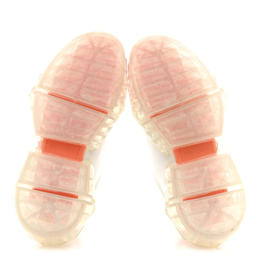 X JK JEONG CALFSKIN PATENT WOMENS DIAMOND LOW TOP SNEAKER WHITE ORANGE