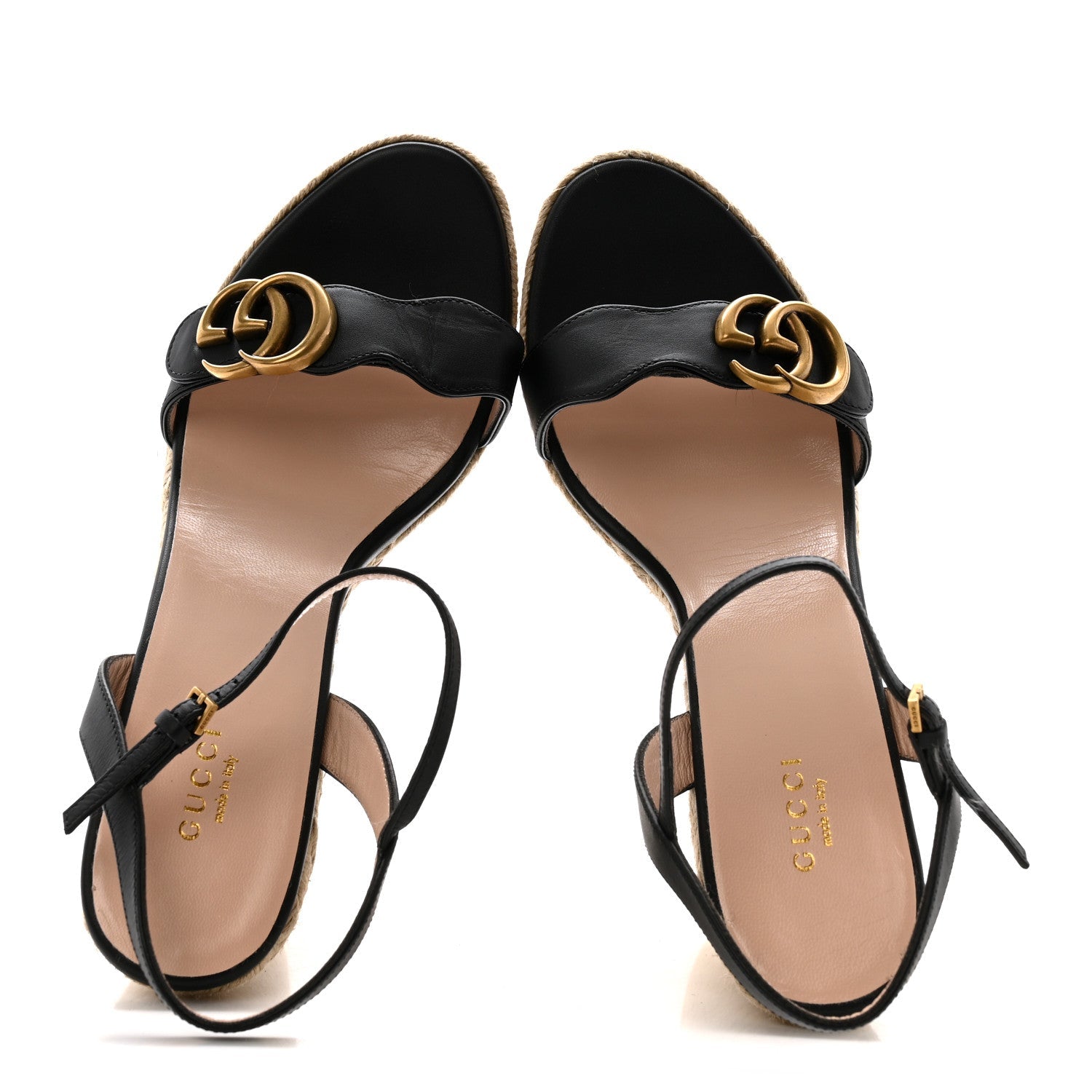 NAPPA MATELASSE GG MARMONT SLINGBACK PLATFORM /130MM ESPADRILLE WEDGES BLACK