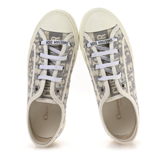 CHRISTIAN DIOR CANVAS OBLIQUE WALK'N'DIOR LOW TOP PLATFORM SNEAKER GREY STONE