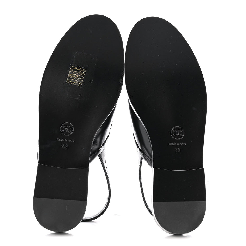 SHINY CALFSKIN SLINGBACK LOAFERS BLACK