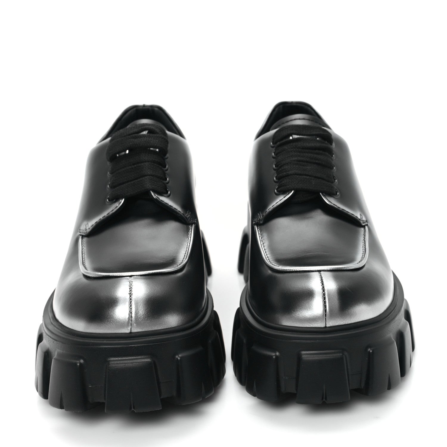 SPAZZOLATO ROIS SFUMATO MONOLITH 55MM DERBY LOAFERS BLACK ARGENTO