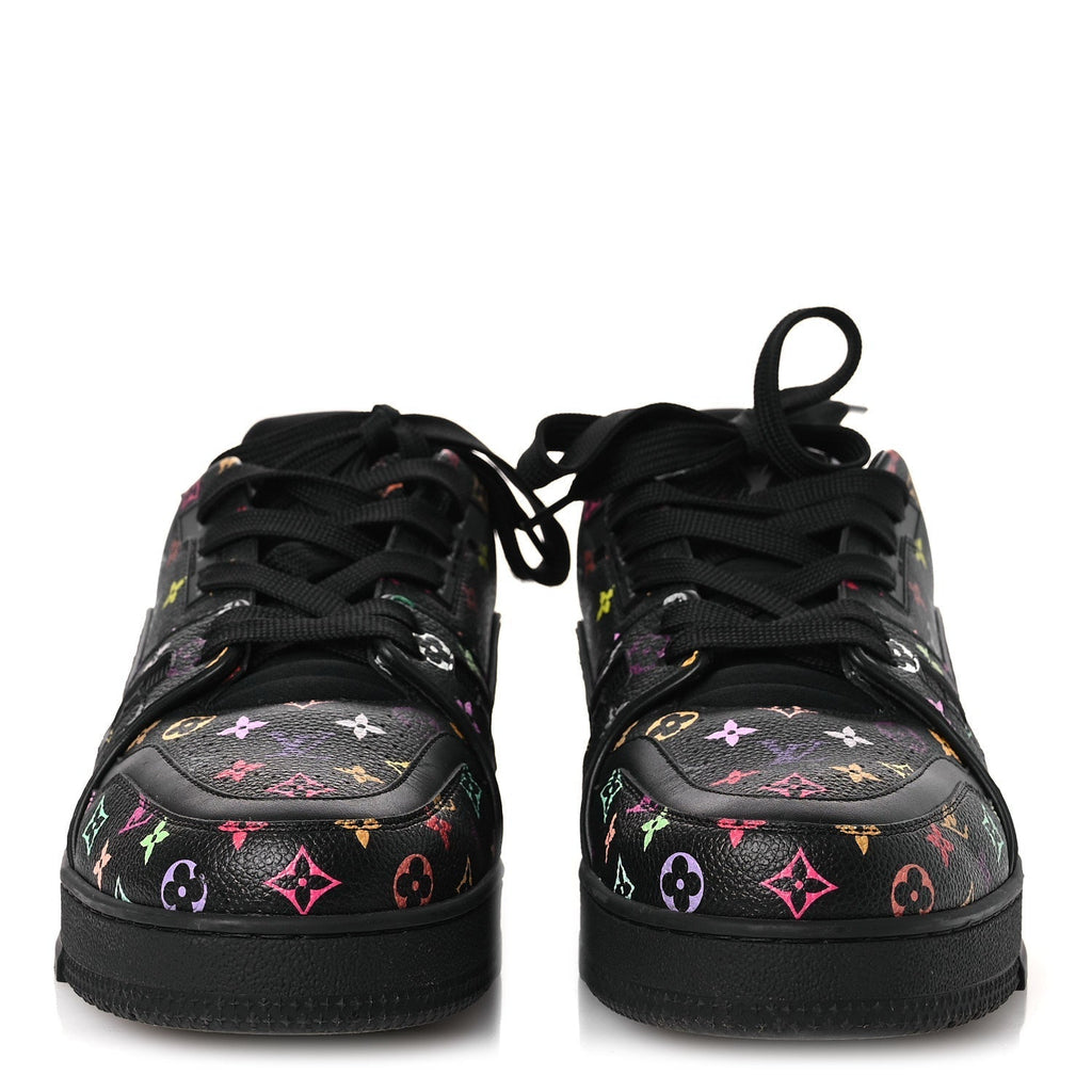 LV X TM CALFSKIN MONOGRAM MULTICOLOR WOMENS LV TRAINER SNEAKERS BLACK