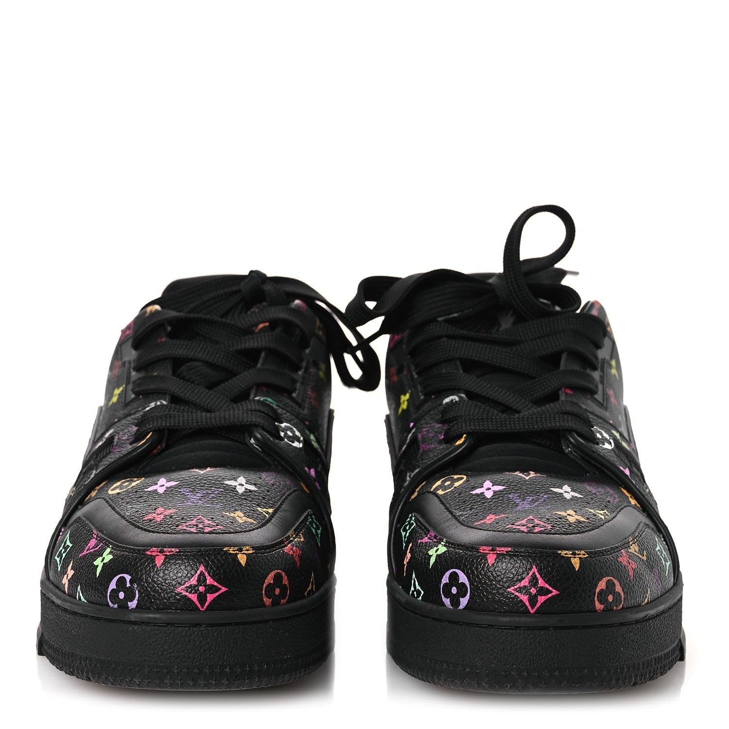 LV X TM CALFSKIN MONOGRAM MULTICOLOR WOMENS LV TRAINER SNEAKERS BLACK