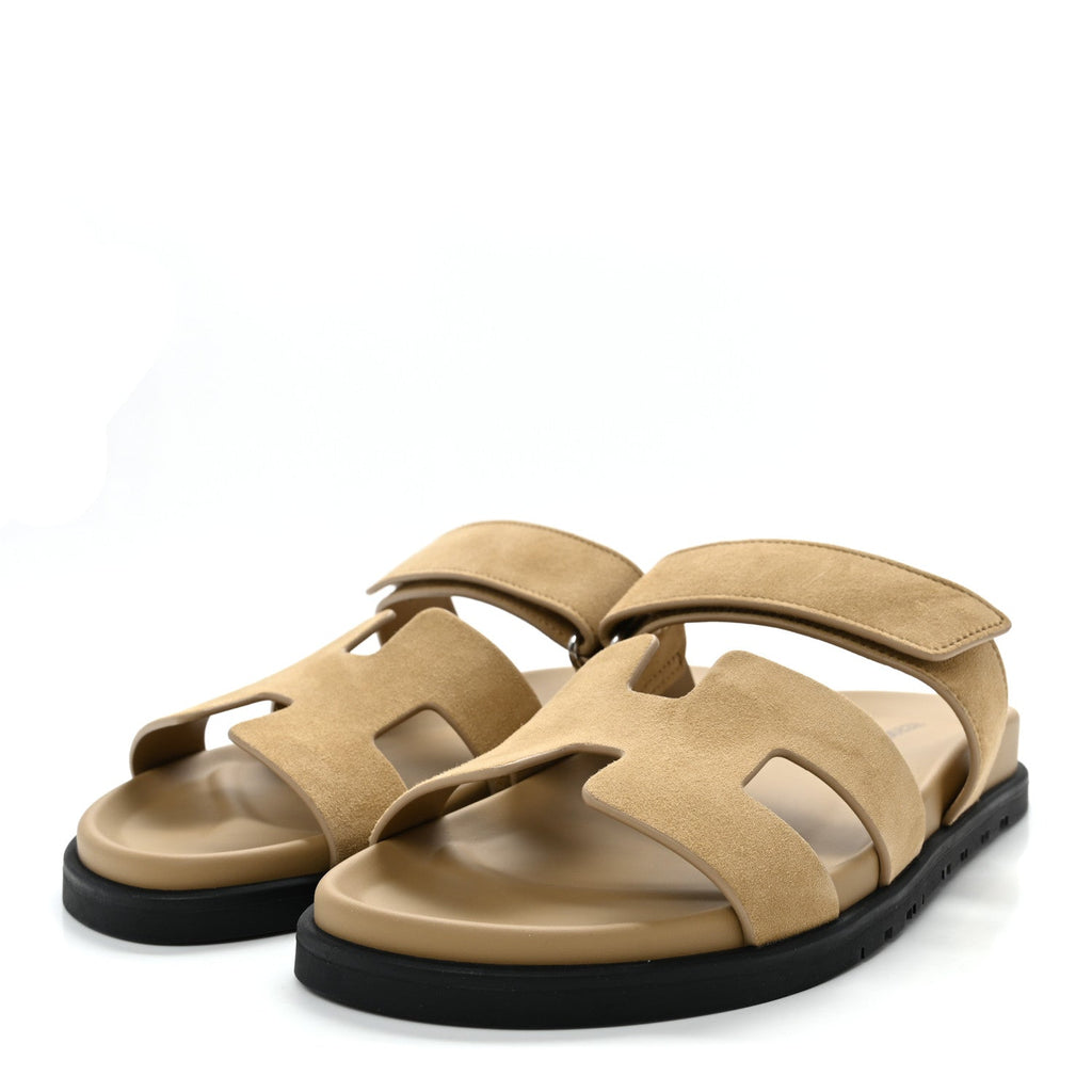 SUEDE GOATSKIN WOMENS CHYPRE SANDALS BEIGE LIN
