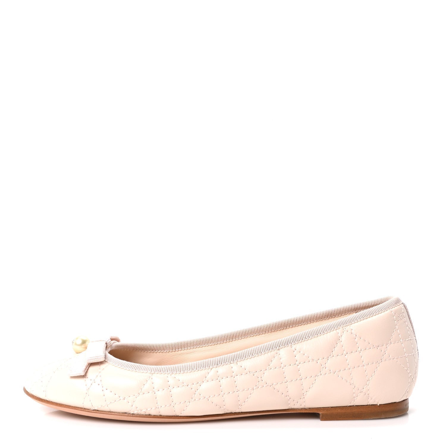 CALFSKIN CANNAGE PEARL BOW BALLET FLATS ROSE QUARTZ