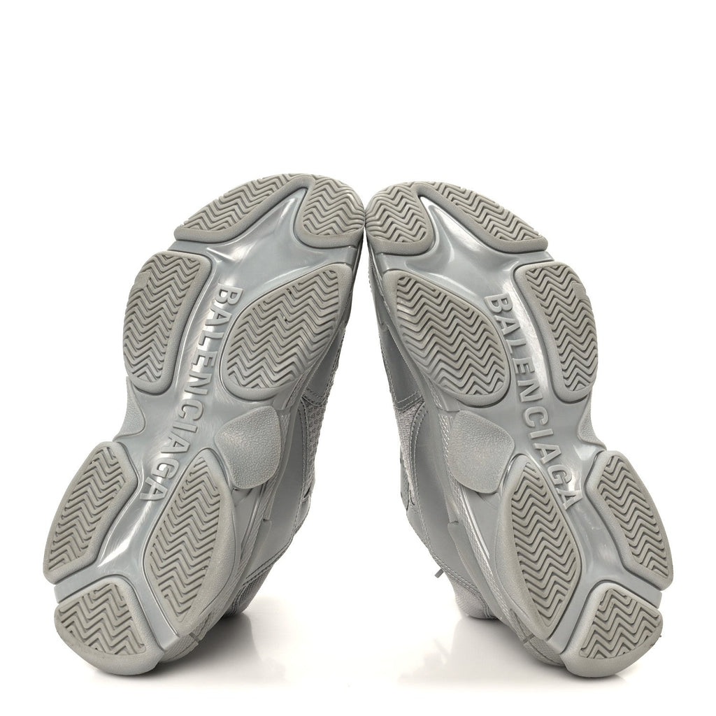 METALLIC FABRIC MESH WOMENS TRIPLE S SNEAKERS SILVER