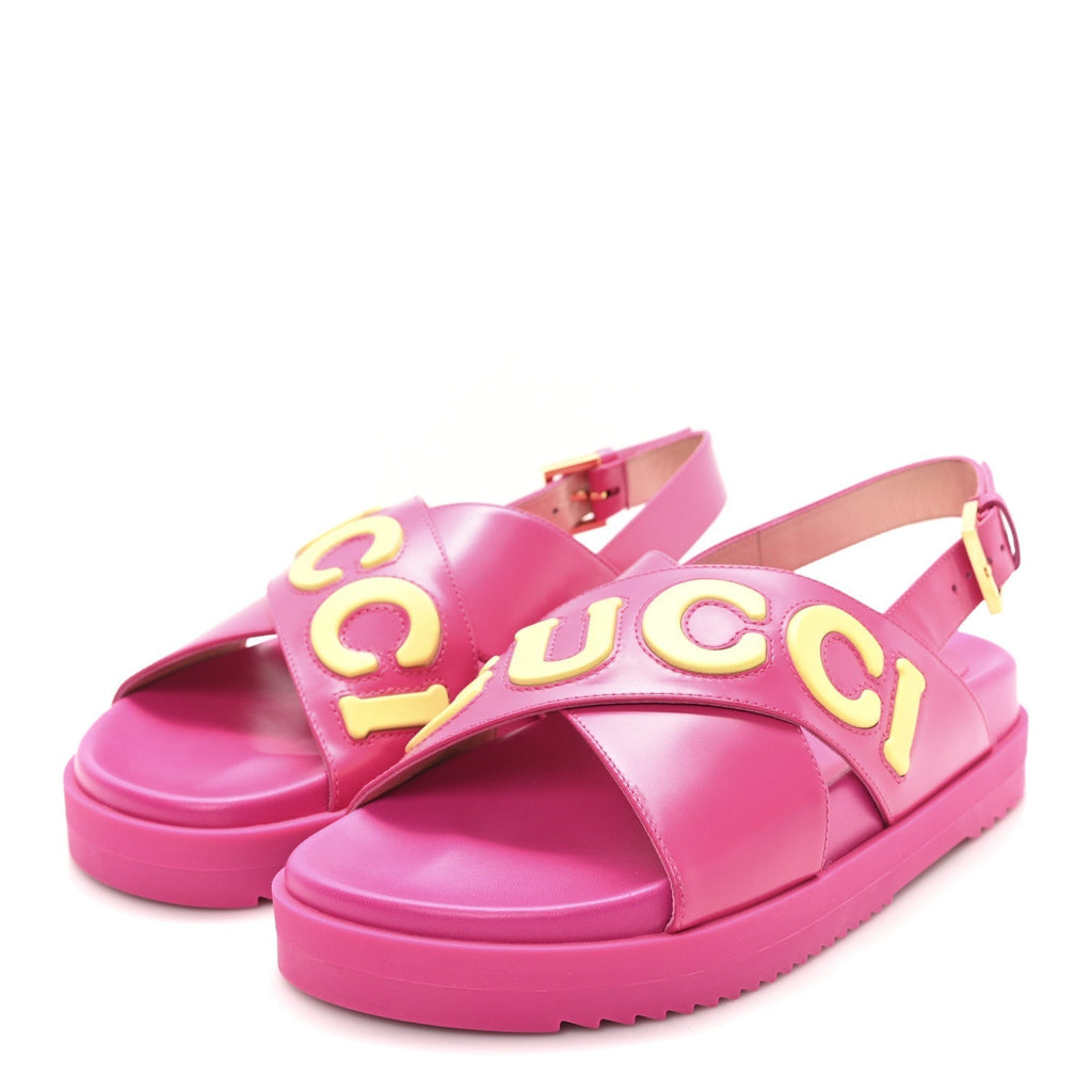 CALFSKIN ELIZABETH NAPPA CHARLOTTE LOGO SLINGBACK SANDALS FANCY FUCHSIA