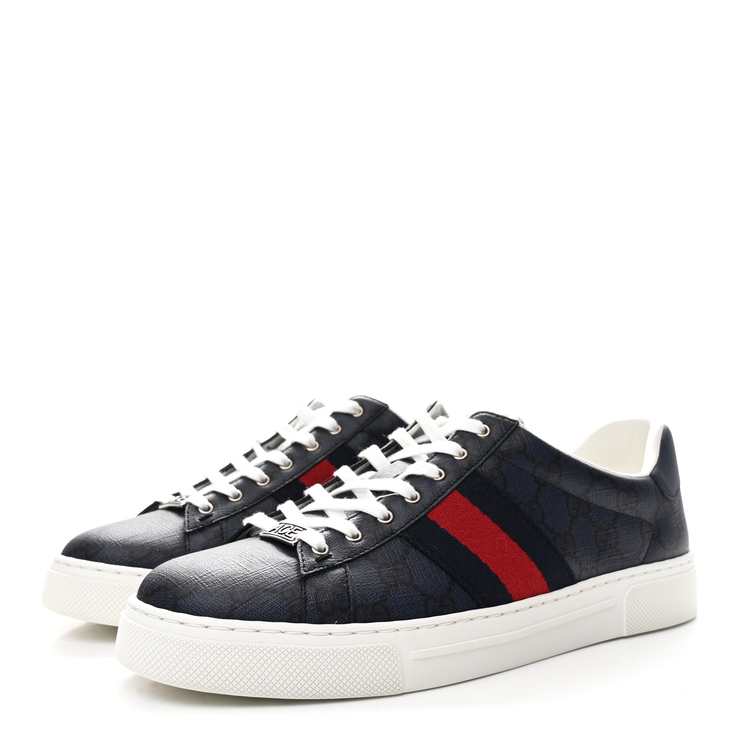 GG SUPREME MONOGRAM AYERS WEB MENS NEW ACE SNEAKERS DARK BLUE