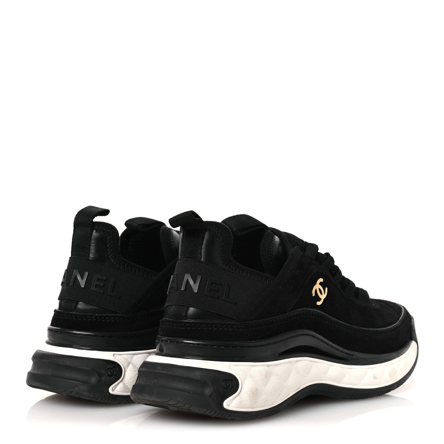 SUEDE CALFSKIN NYLON GROSGRAIN CC SNEAKERS BLACK