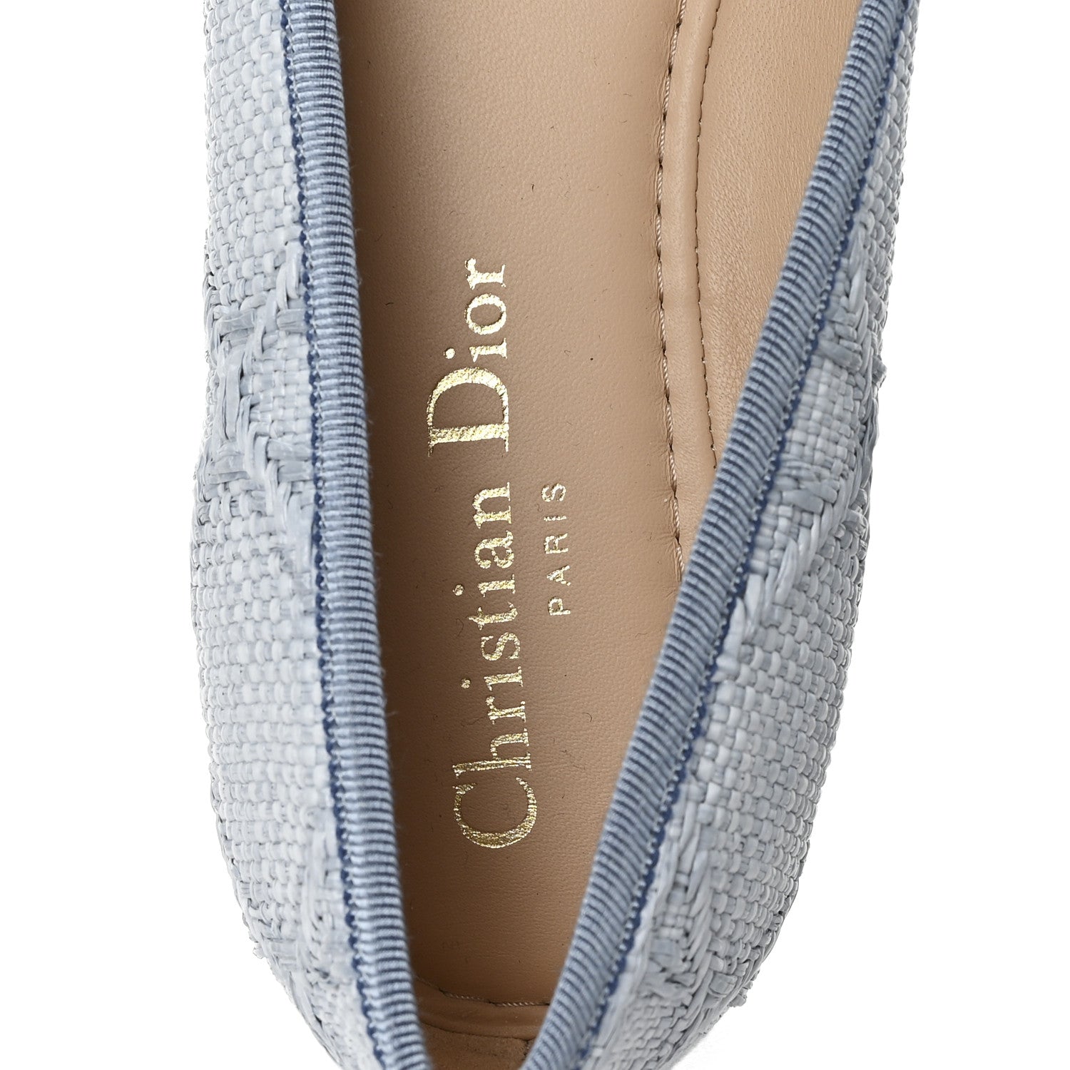 RAFFIA CANNAGE BALLET FLAT BLEU PASTEL