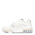 GRAINED CALFSKIN WOMENS LV TRAINER SNEAKERS WHITE