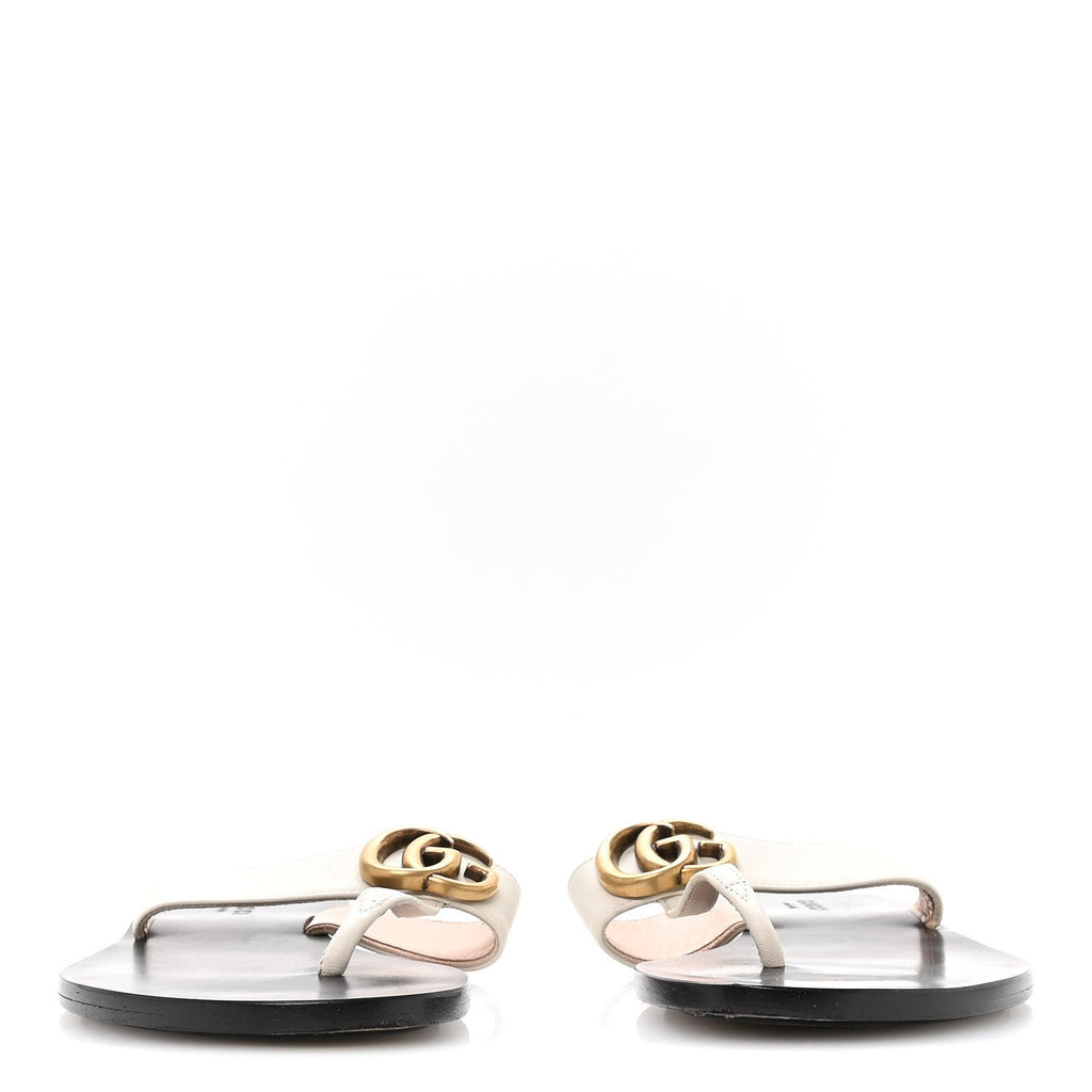 CALFSKIN GG MARMONT THONG SANDALS MYSTIC WHITE