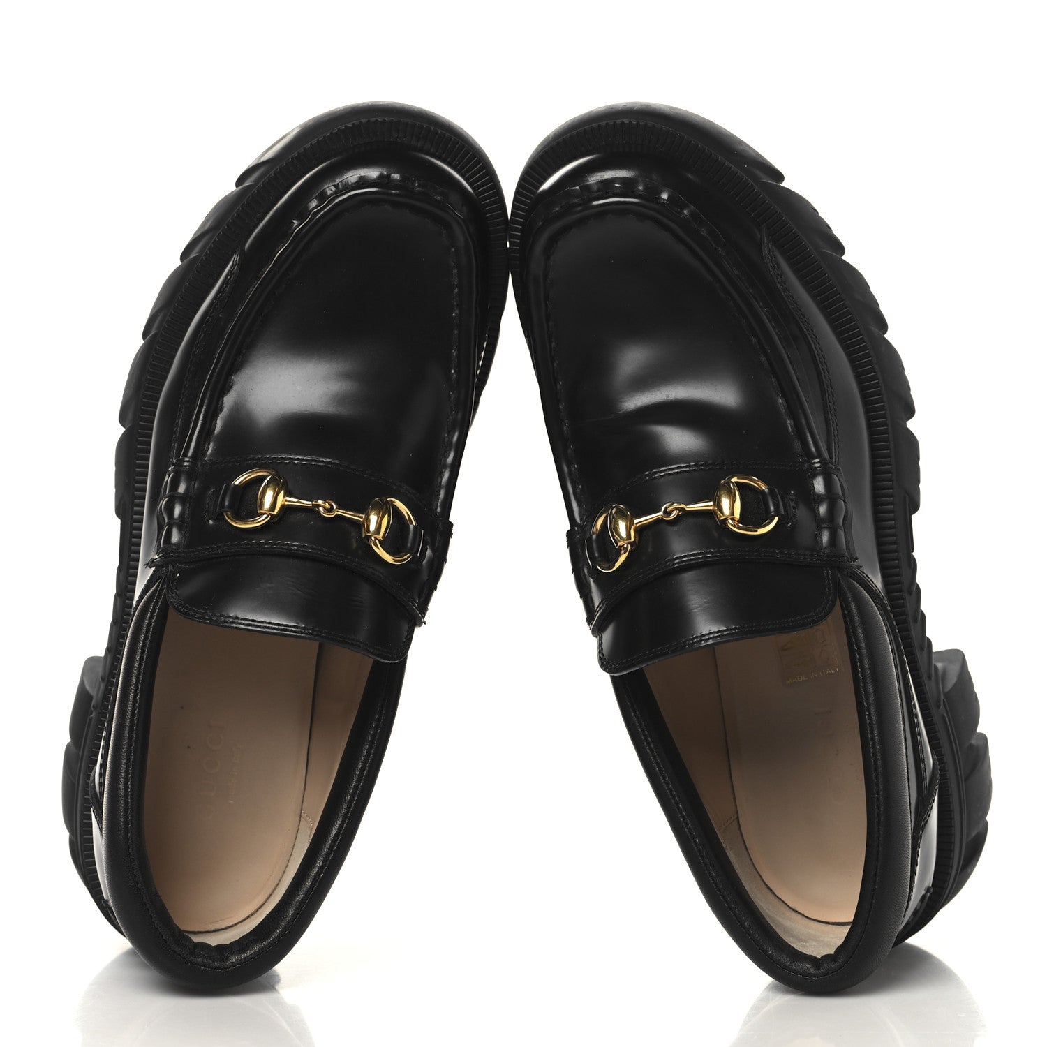 MAGNUM CALFSKIN NAPPA SAMOA WOMENS HORSEBIT PLATFORM CHUNKY LUG SOLE 40MM LOAFERS BLACK