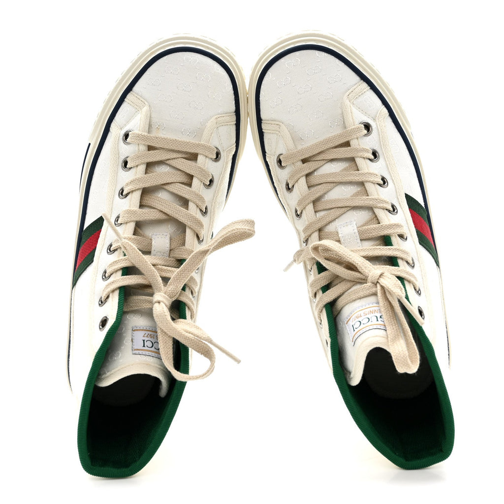 MONOGRAM GG MIGNON WEB WOMENS 1977 TENNIS HIGH TOP SNEAKERS WHITE