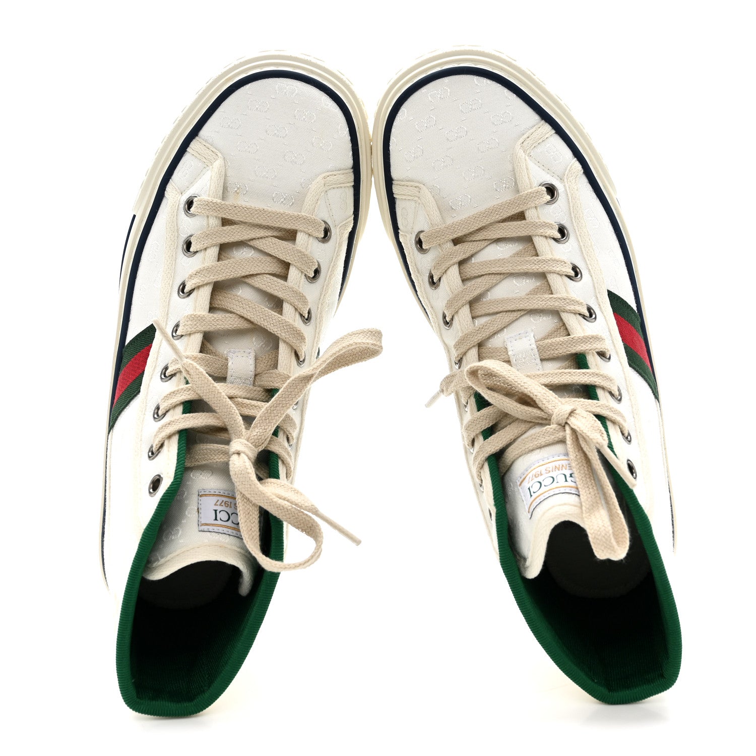 MONOGRAM GG MIGNON WEB WOMENS 1977 TENNIS HIGH TOP SNEAKERS WHITE