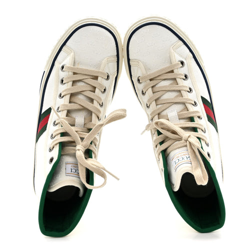 MONOGRAM GG MIGNON WEB WOMENS 1977 TENNIS HIGH TOP SNEAKERS WHITE