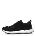 CALFSKIN MESH LYCRA SUEDE WOMENS LOGO SNEAKERS BLACK