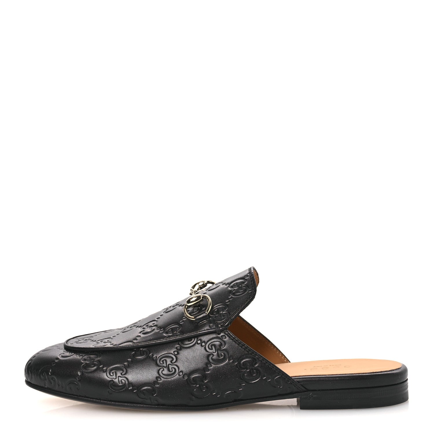 GLAMOUR CALFSKIN GUCCISSIMA WOMENS PRINCETOWN SLIPPERS BLACK