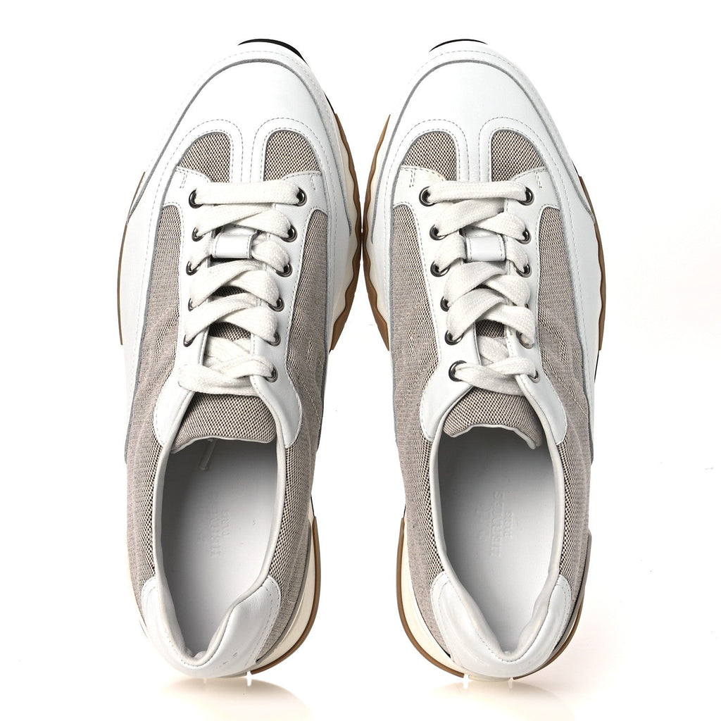 CANVAS CALFSKIN MENS TRAIL SNEAKERS PRUNOIR WHITE