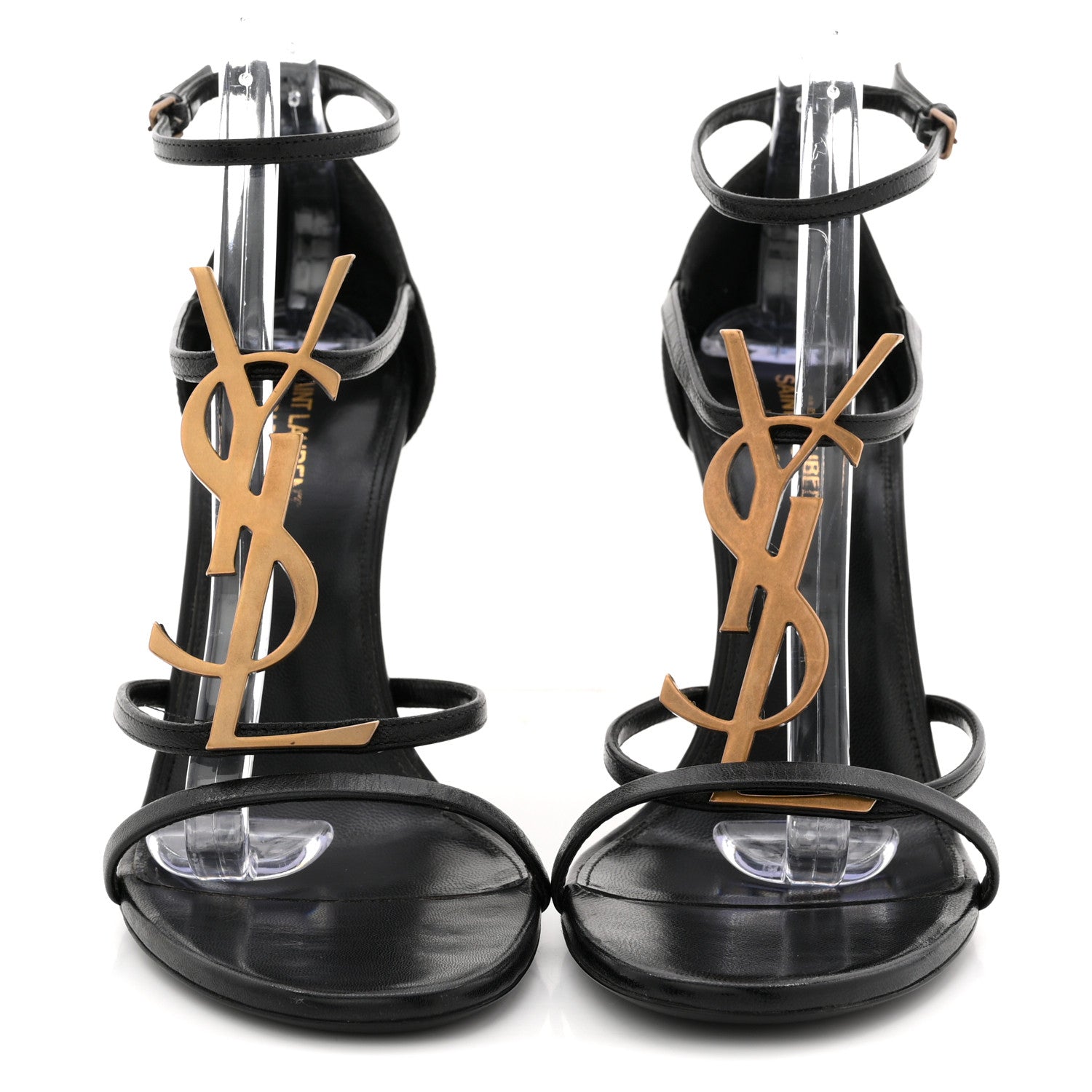 CALFSKIN CASSANDRA 100 ANKLE STRAP SANDALS BLACK