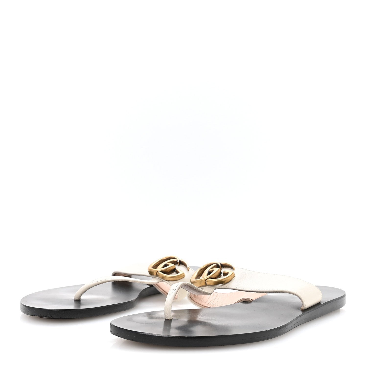 CALFSKIN GG MARMONT THONG SANDALS MYSTIC WHITE