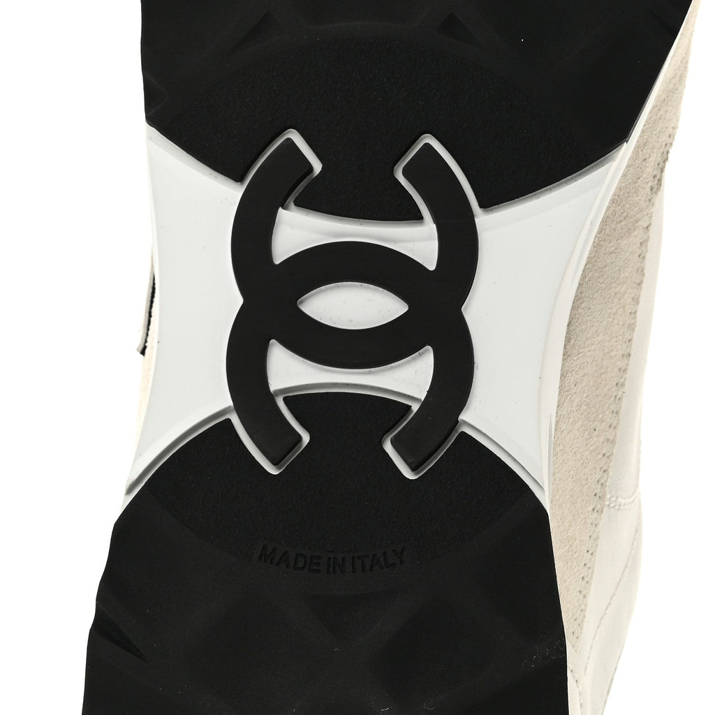CALFSKIN SUEDE CC MENS SNEAKERS WHITE BEIGE BLACK